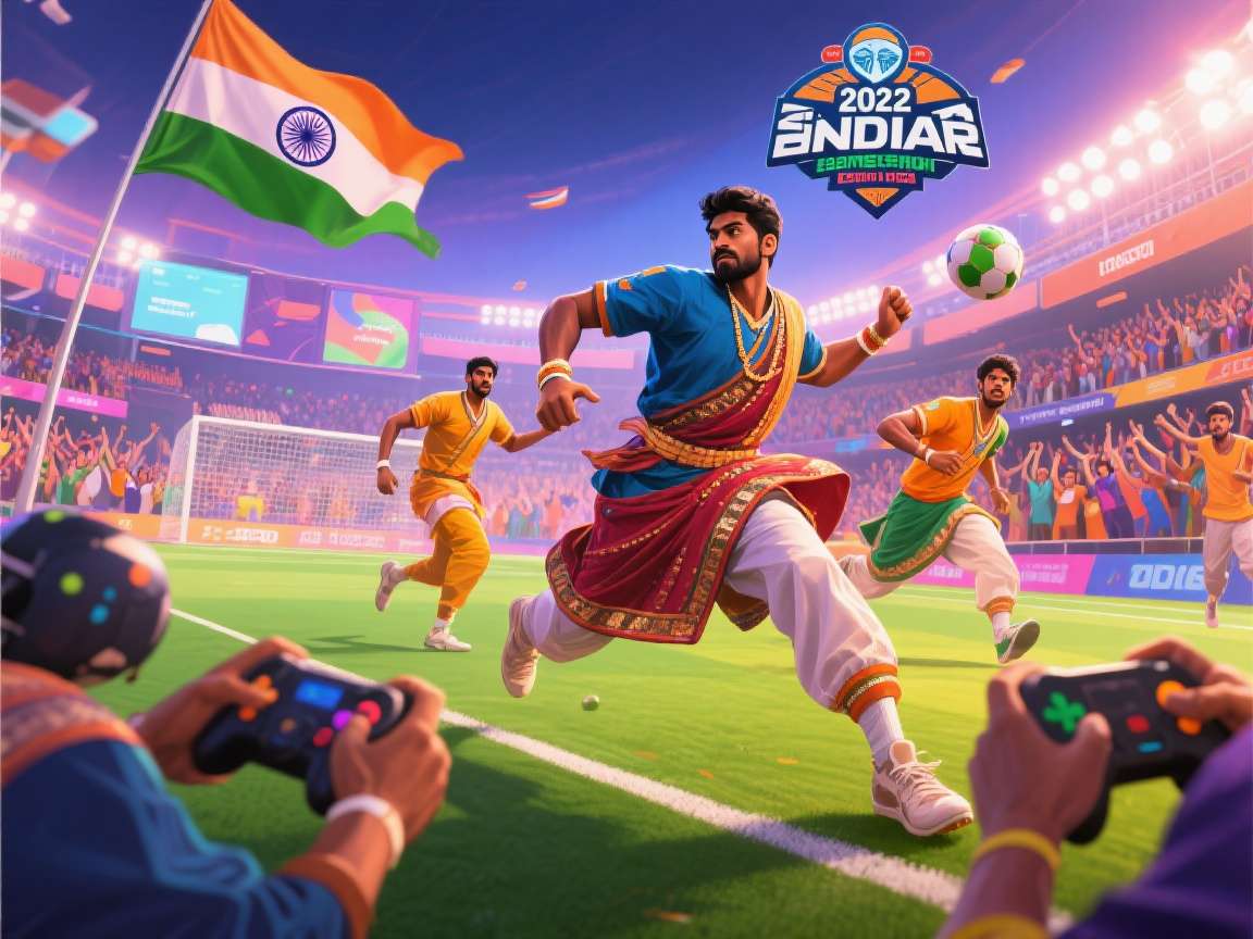 India Table Tennis Showdown - Exciting Gameplay Action India Table Tennis Showdown gameplay showing two players competing in a vibrant Indian stadium